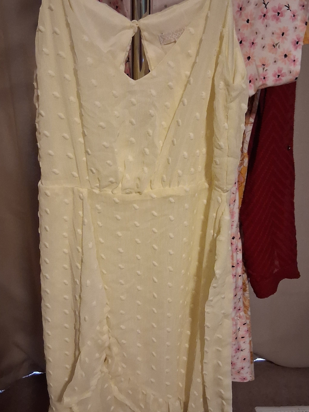 Gianni Bini Yellow Swiss Dot Womens Dress